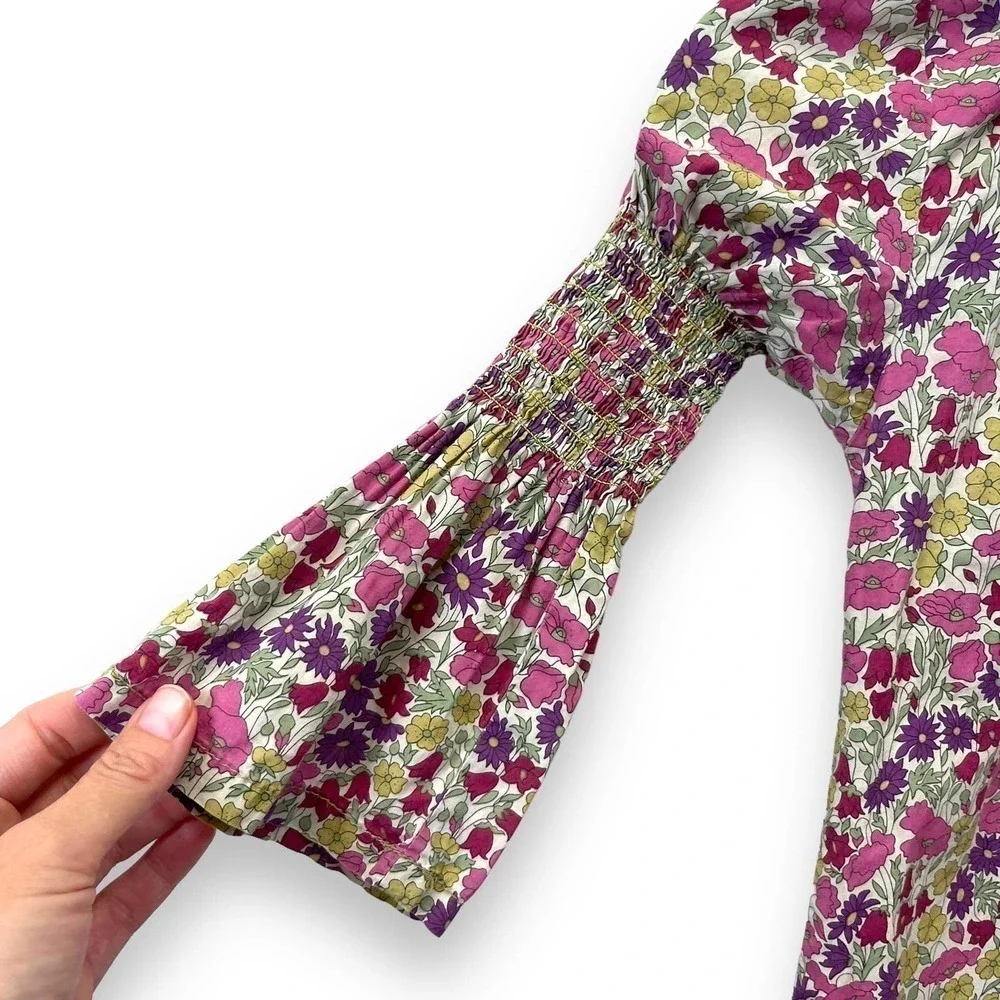 Peek Cottagecore Smocked Sleeve Floral Dress Size 6/7